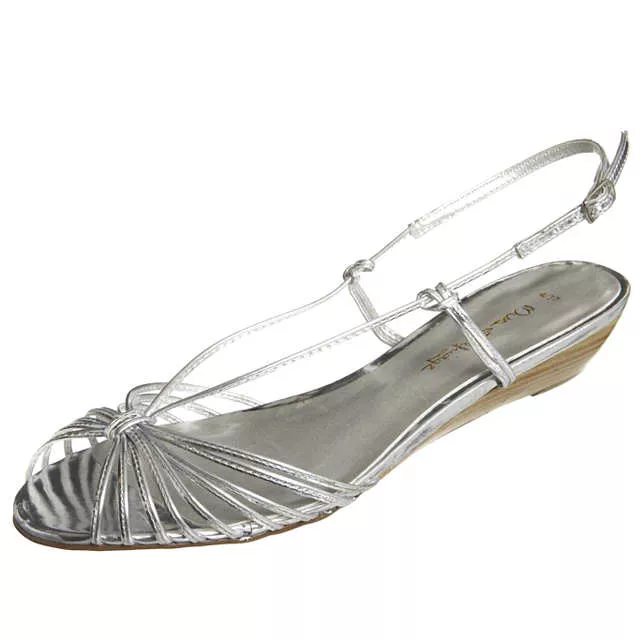 Silver Low Wedge Sandal