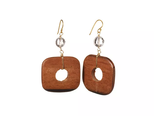 Wooden drop earrings