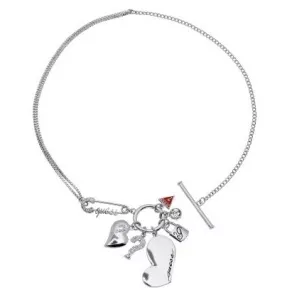 Guess Ladies Heart Safety Pin Charm Necklet