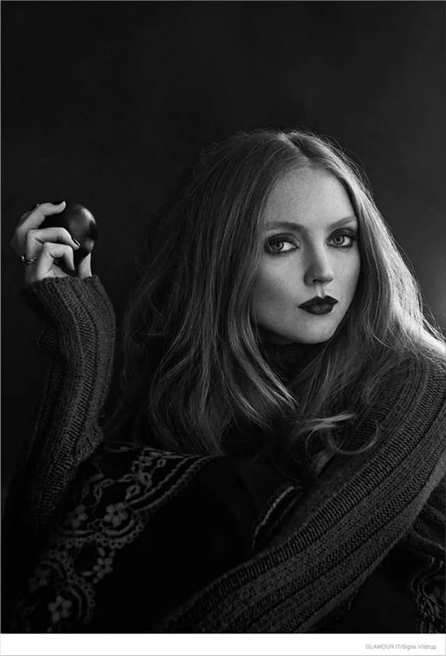 Lily Cole Models in Cover Story of Glamour Italia