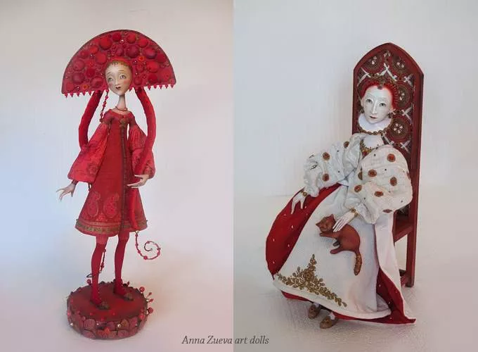 Anna Zueva art dolls, Cranberry Juice, The Cat and The Queen