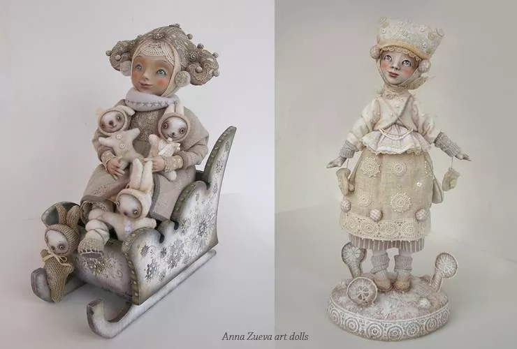 Anna Zueva art dolls, On a Sleigh (left)