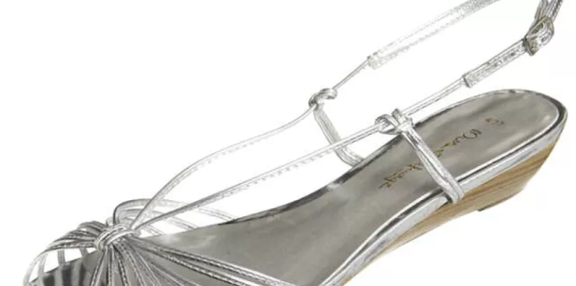 Silver Low Wedge Sandal
