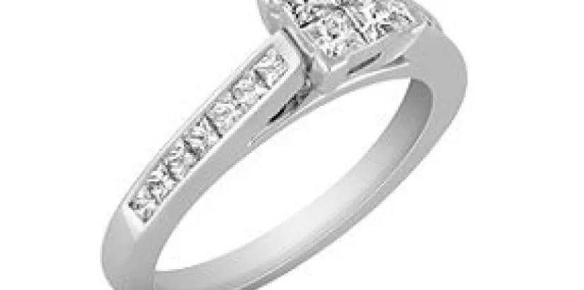 Cathedral Princess Cut shane engagement ring